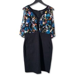 Nicole by Nicole Miller‎ Floral Cocktail Dress Women's Size 16 Black